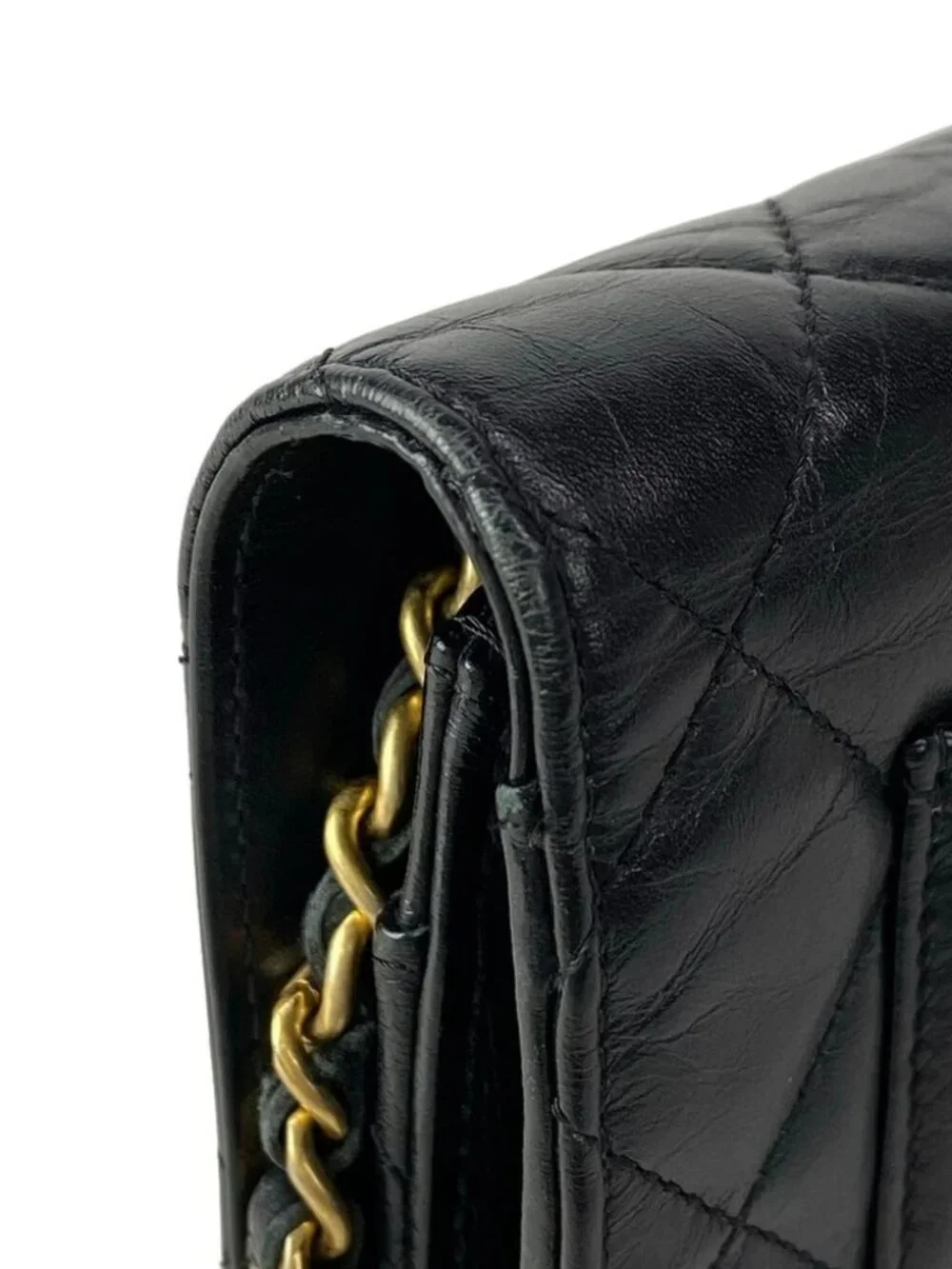 CHANEL Icon Charm Black Vintage Calf Shoulder Bag gold hardware